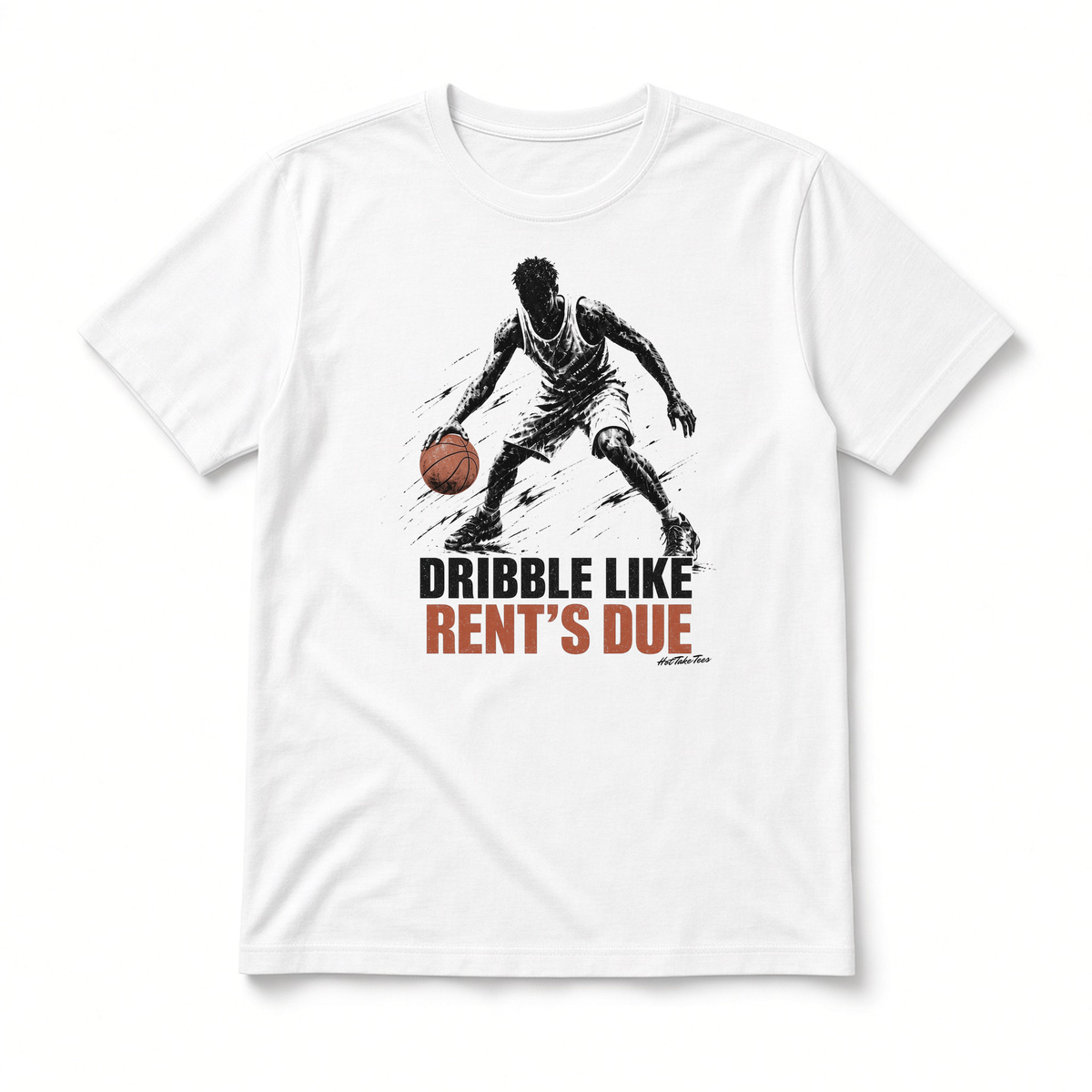Rent's Due Graphic Tee on white background