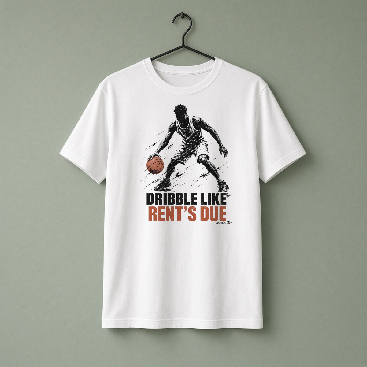 Rent's Due Graphic Tee on a hanger