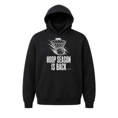 Hoop Season Is Back Graphic Hoodie on white background