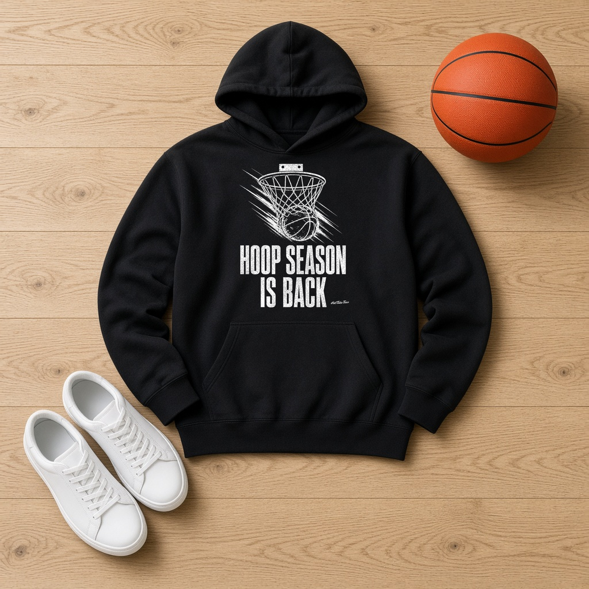 Hoop Season Is Back Graphic Hoodie flat lay