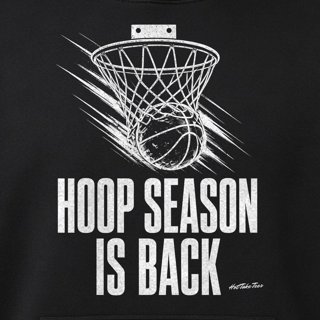 Hoop Season Is Back Graphic Hoodie graphic close-up