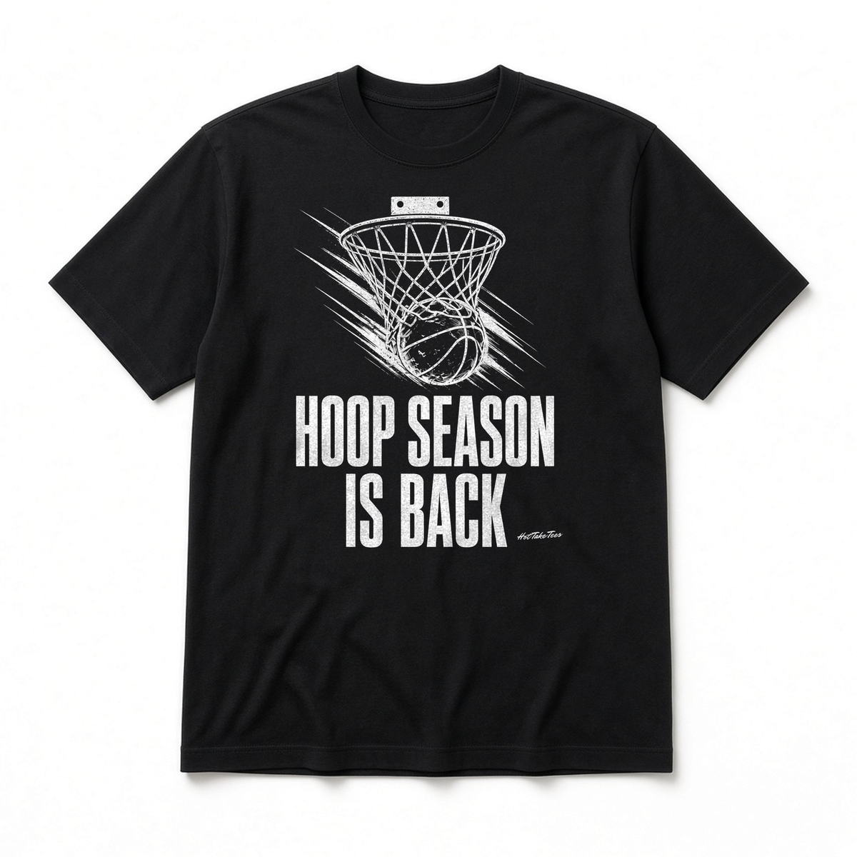 Hoop Season Is Back Graphic Tee on white background