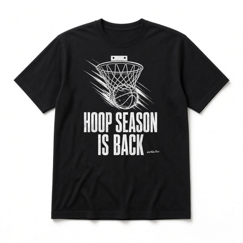 Hoop Season Is Back Graphic Tee on white background