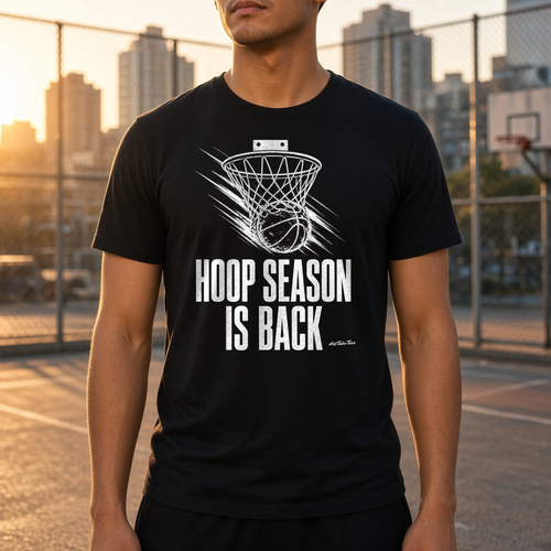 Hoop Season Is Back Graphic Tee worn by a model