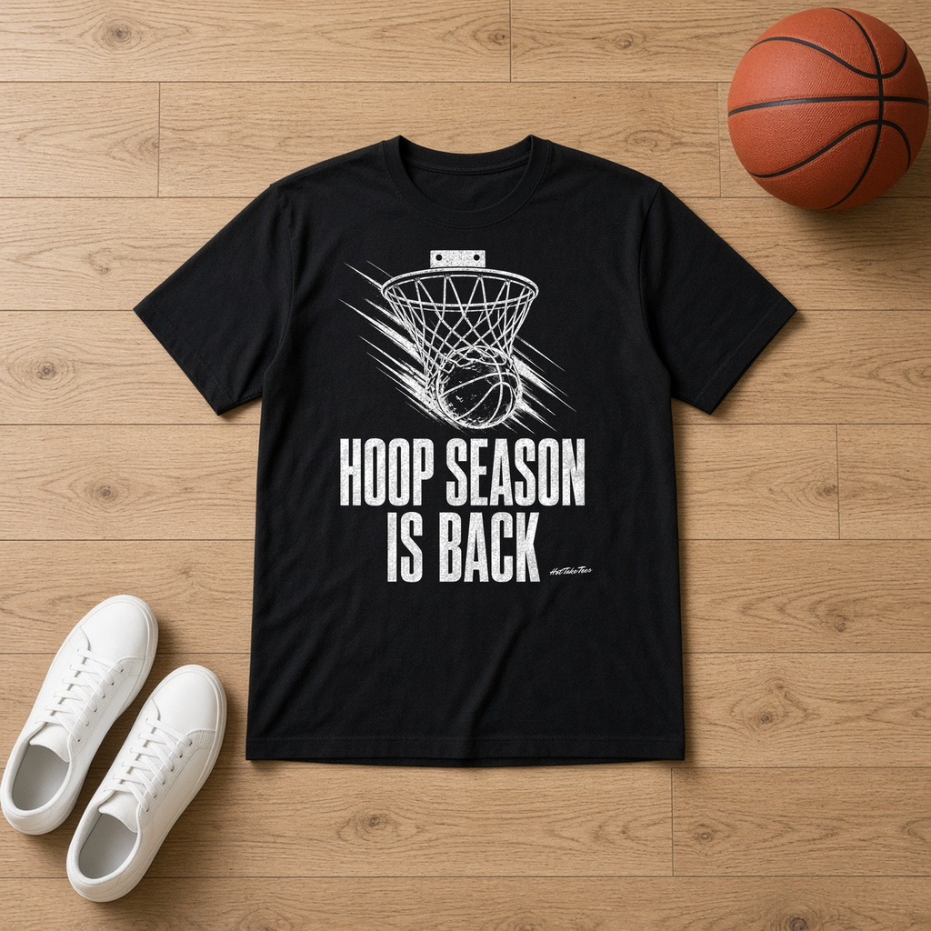 Hoop Season Is Back Graphic Tee flat lay