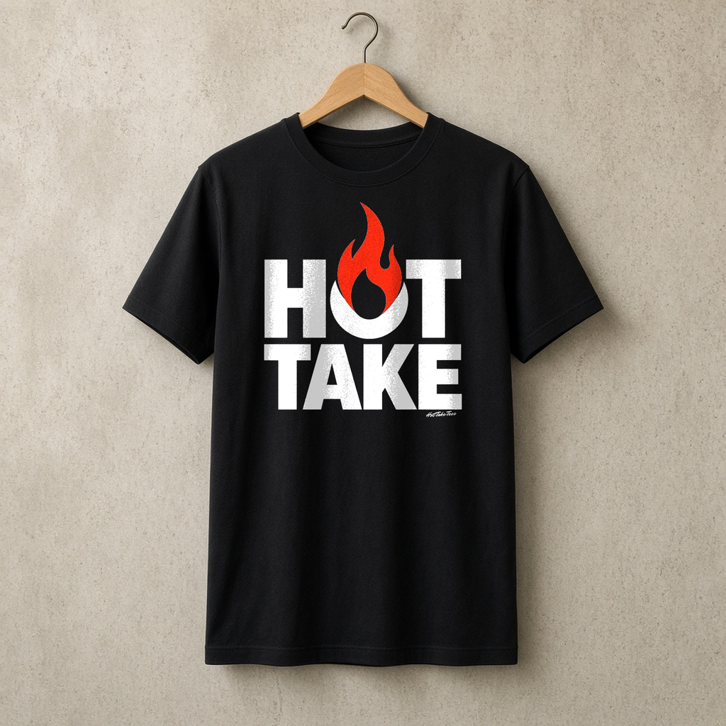 Hot Take Graphic Tee on a hanger